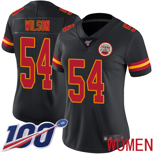 Women Kansas City Chiefs #54 Wilson Damien Limited Black Rush Vapor Untouchable 100th Season Nike NFL Jersey->women nfl jersey->Women Jersey